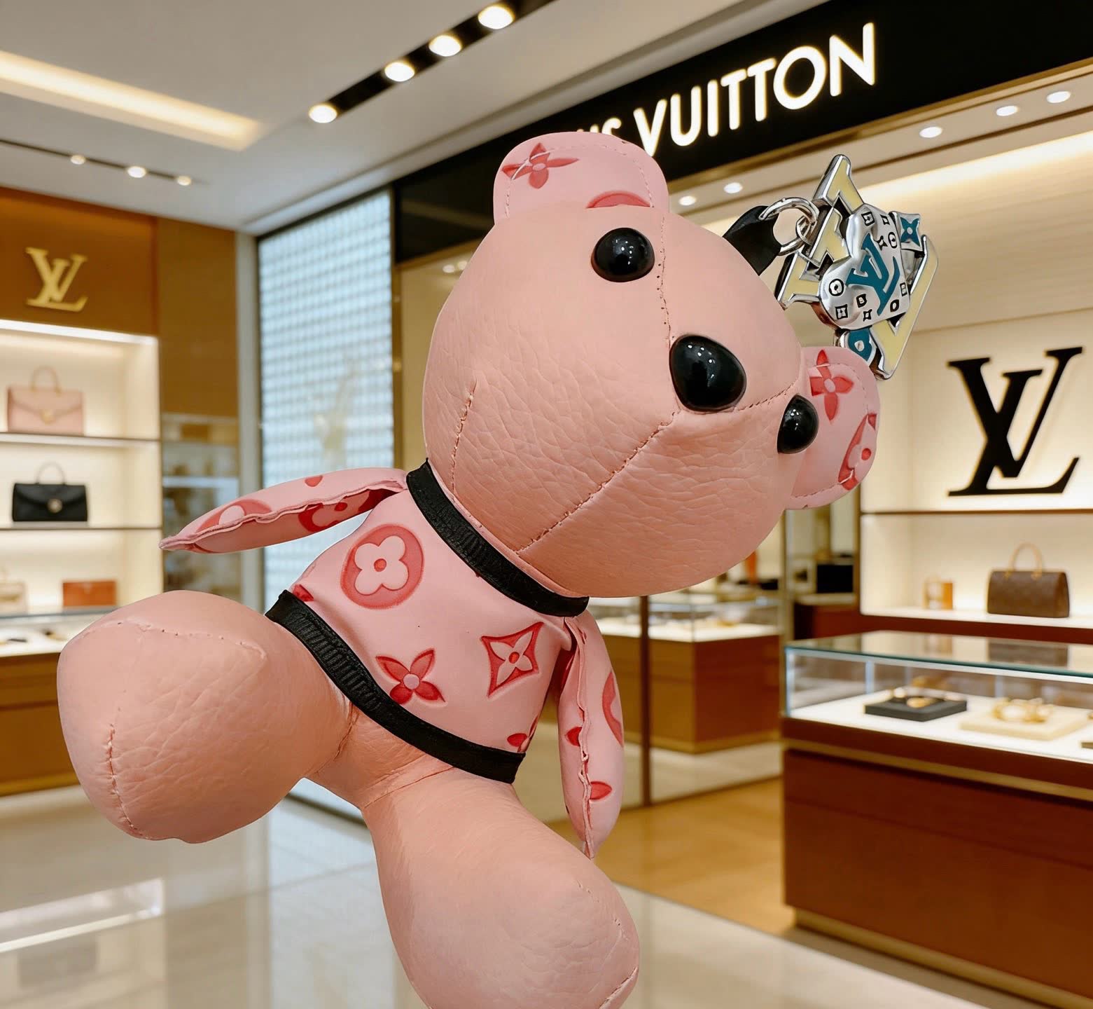 Louis Vuitton Pink Monogram Bear Charm